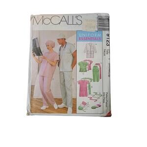 McCall's Sewing Pattern 9123 Scrubs Lab Coat Top Hats Pants Unisex S, M, L Uncut